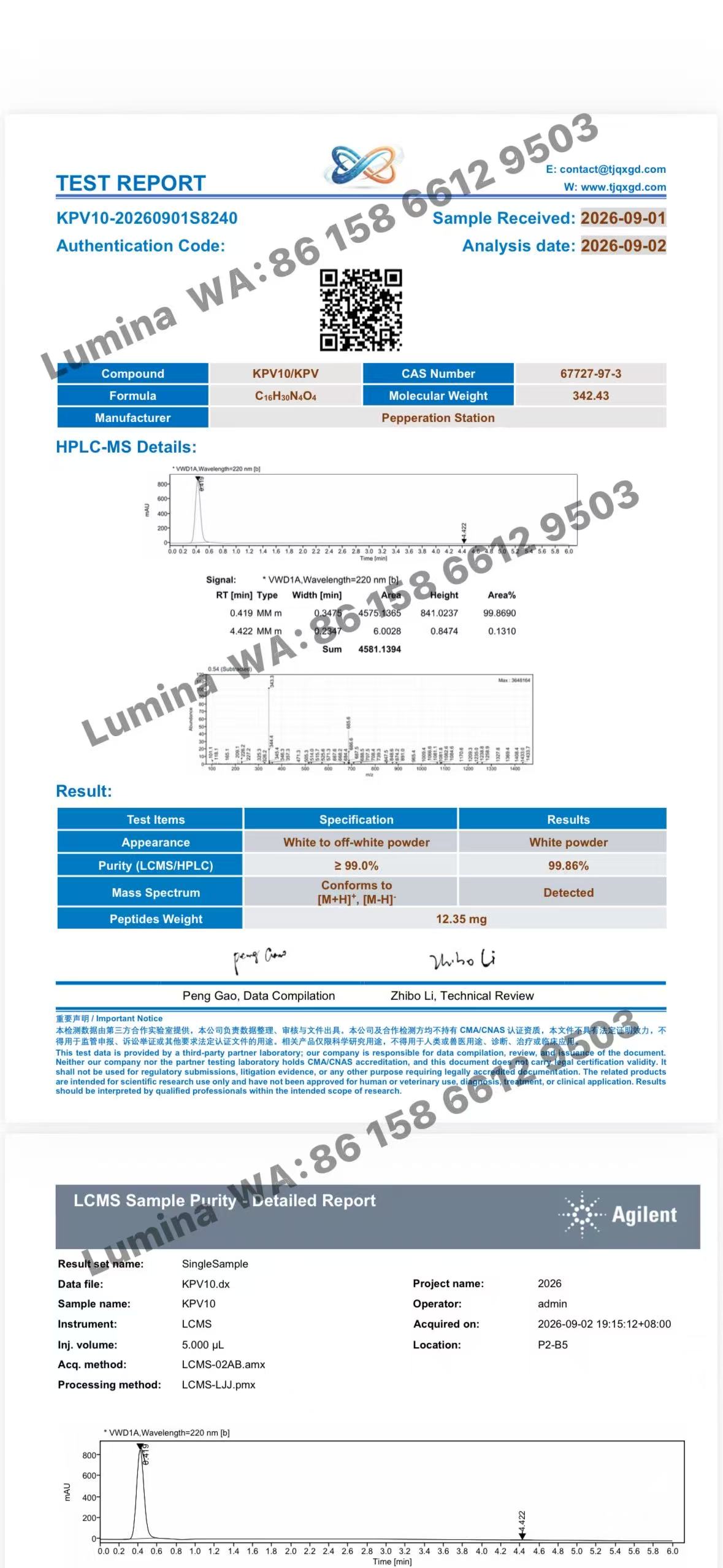 Supplied analytical report example two