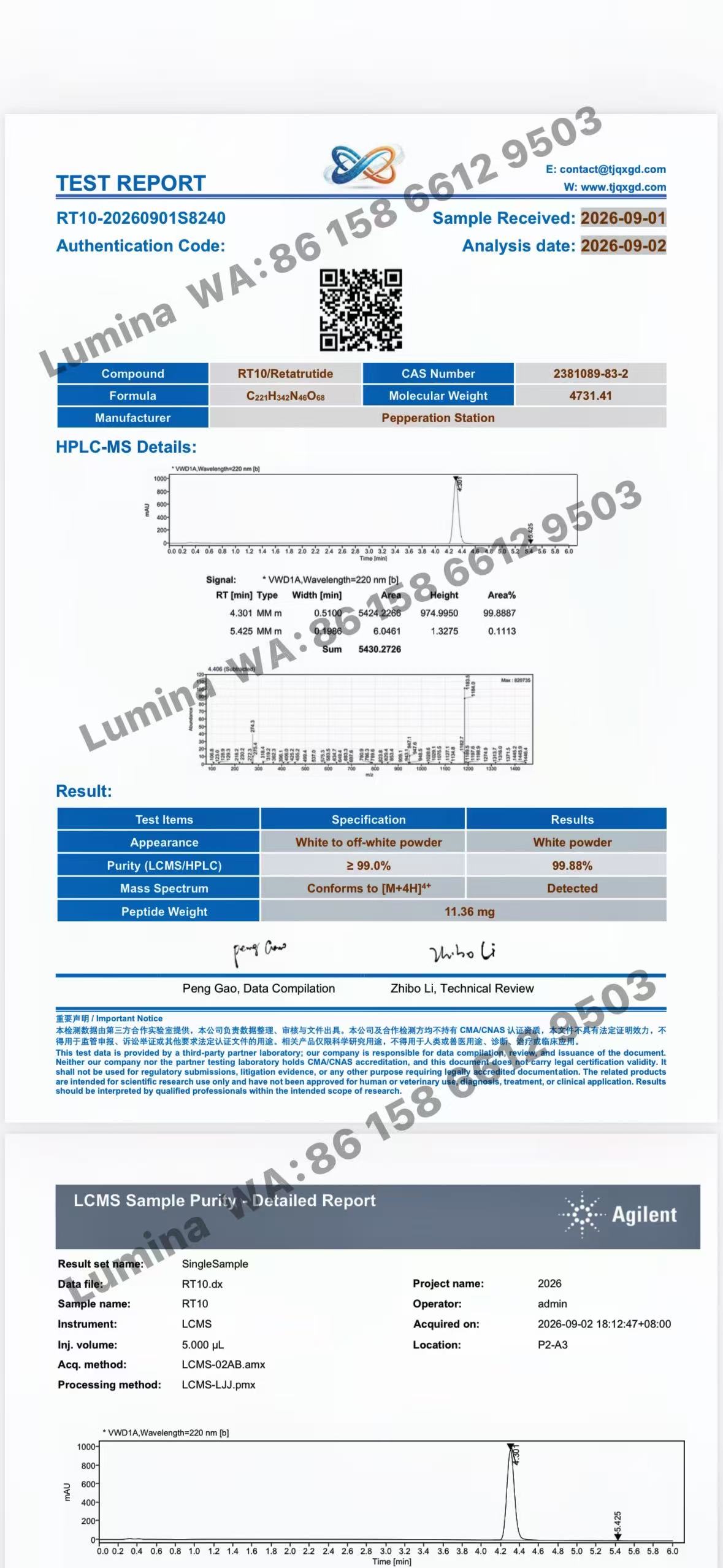 Supplied analytical report example one